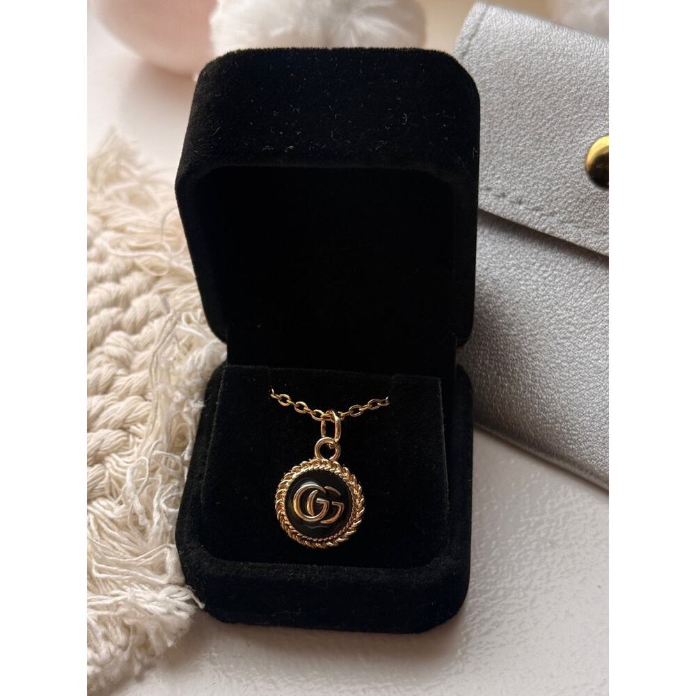 🎁BOGO Sale! Vintage ONLY 1! Gucci black Logo Upcycled Necklace - Picture 2 of 4